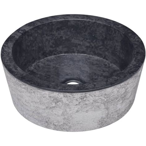Lavabo de salle d'eau vasque à poser de toilette lave-mains de salle de bain lavabo de salle d'eau maison intérieur diamètre 40 marbre noir (1/5)