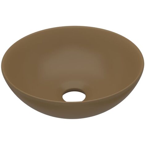 Lavabo de salle de bain rond vasque à poser de toilette lave-mains de cuisine salle cosmétique maison intérieur diamètre 28 cm céramique crème mat (1/5)