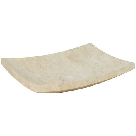 Évier lavabo vasque salle de bain 50 x 35 cm marbre crème (1/5)