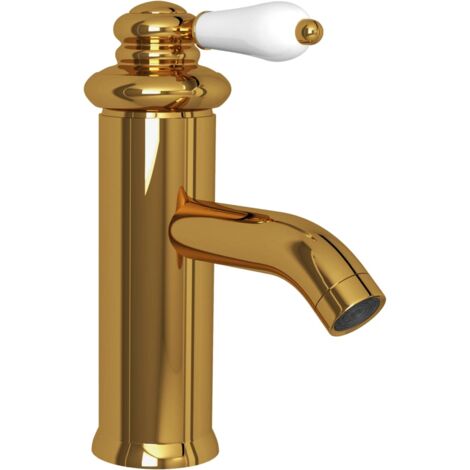Robinet de lavabo de salle de bain robinet d'evier mitigeur de salle de bain mitigeur de salle d'eau maison intérieur 18 cm doré (1/4)