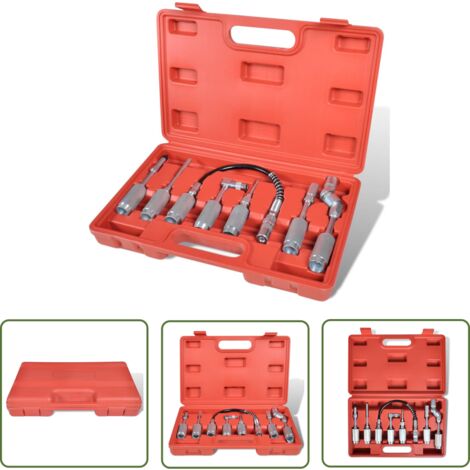 Kit De 4 Pièces Pour Pistolet à Graisse - Coupleur 90°, Adaptateurs, Embout Aiguille - Argenté