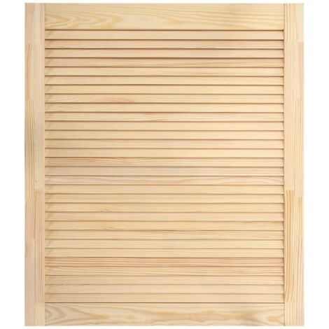 Lot de 2 portes à persiennes portes d'armoire portes d'etagères revêtement pour placard penderie garde-robe 69x59,4 cm bois de pin massif