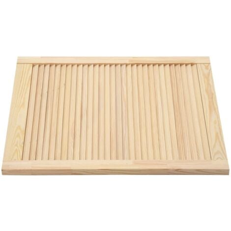 Lot de 2 portes à persiennes portes d'armoire portes d'etagères revêtement pour placard penderie garde-robe 69x59,4 cm bois de pin massif