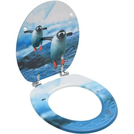 Siège de toilette abattant WC avec couvercle MDF Design de pingouin