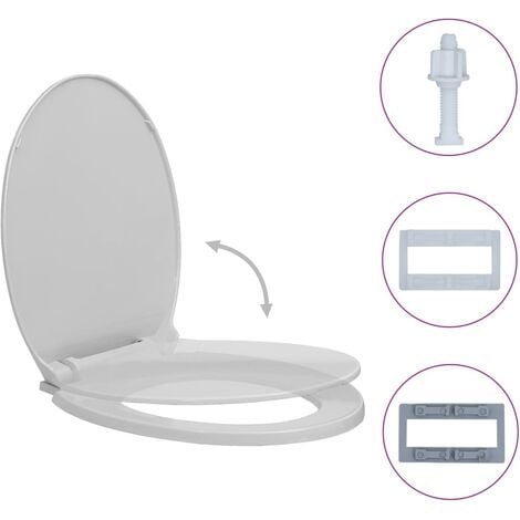 Siège de toilette abattant WC avec couvercle à fermeture en douceur gris clair ovale