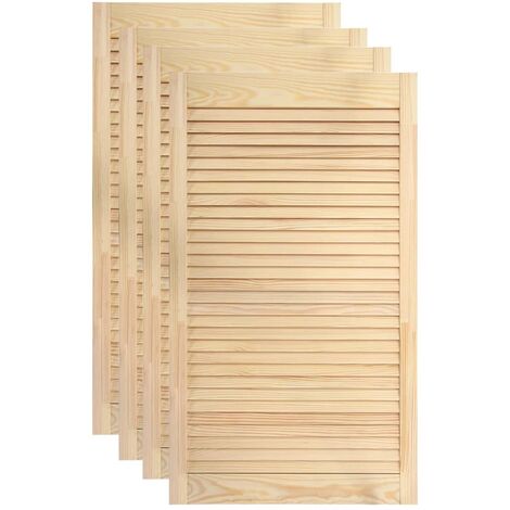 Helloshop26 – Lot de 4 portes d'armoire à persiennes en bois de pin massif – Dimensions 99,3x49,4 cm – Pour placard et penderie