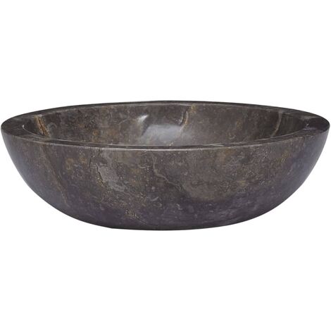 Lavabo de salle d'eau vasque à poser de toilette lave-mains de salle de bain lavabo de salle d'eau maison intérieur gris diamètre 40 x 12 cm marbre