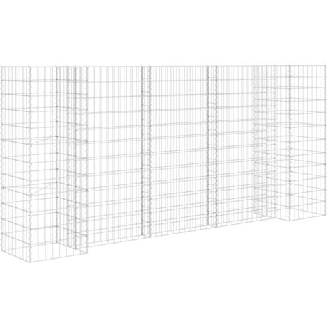 Jardinière à gabion en h panier de gabion parterre surélevé de fleurs plantes jardin terrasse extérieur fil d'acier 260 x 40 x 120 cm (1/5)