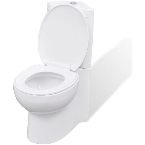 Helloshop26 – Toilette d'angle céramique blanche – Mécanisme de fermeture douce – Double chasse d'eau 3/6L – Dimensions 37x68x79cm (1/5)