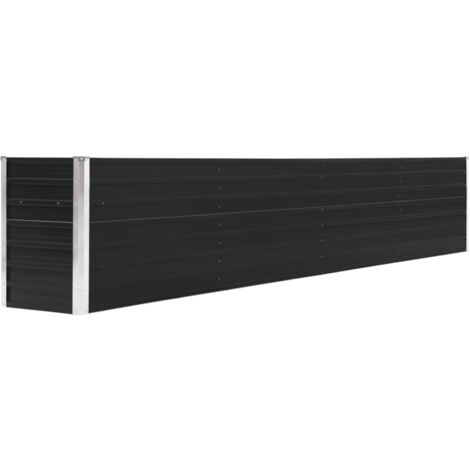 Helloshop26 – Jardinière surélevée en acier galvanisé 320 x 40 x 45 cm – Couleur anthracite – Fond ouvert pour plantations variées (1/5)