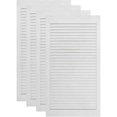 Helloshop26 – Lot de 4 portes à persiennes en bois de pin massif – Dimensions 99,3 x 39,4 cm – Finition blanche – Pour placard et penderie
