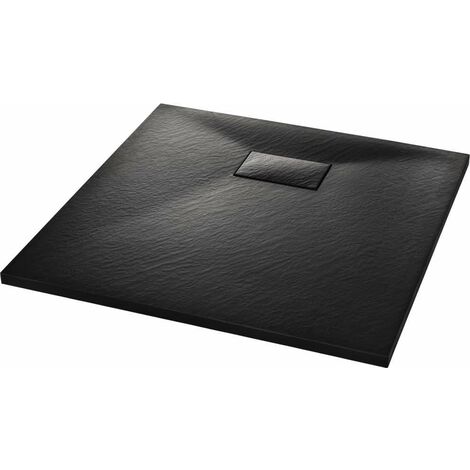 Bac de douche receveur de douche rectangulaire salle de bain maison intérieur trou de drain standard de 9 cm SMC 90 x 90 cm noir (1/5)