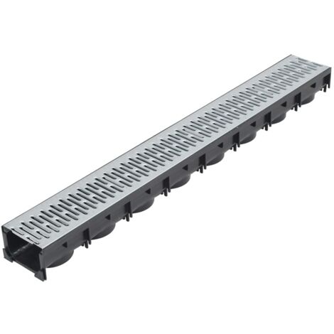Lot de 3 caniveaux de drainage acier canal evacuation allée 100 cm patio extérieur (1/5)