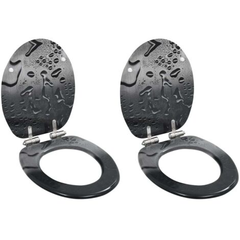 2pcs Siège WC MDF Couvercle à fermeture en douceur Goutte d'eau - The Living Store (1/5)