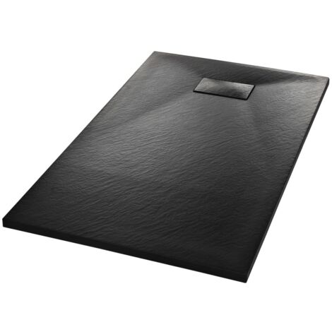 Helloshop26 – Receveur de douche rectangulaire 120x70 cm – SMC noir antidérapant – Seuil bas pour accès facile – Drain standard 9 cm (1/5)