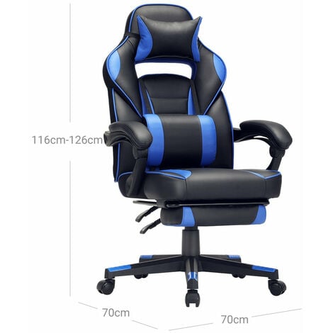 Fauteuil gamer chaise gaming siège de bureau réglable avec repose-pieds  télescopique ergonomique mécanisme basculent appui