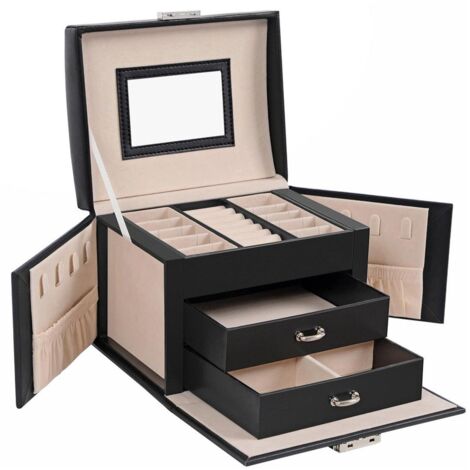 Mini Boîte à Bijoux Portable Organisatrice - Noire, Avec étiquettes, Parfaite Pour Le Voyage Ou Le Sac à Main