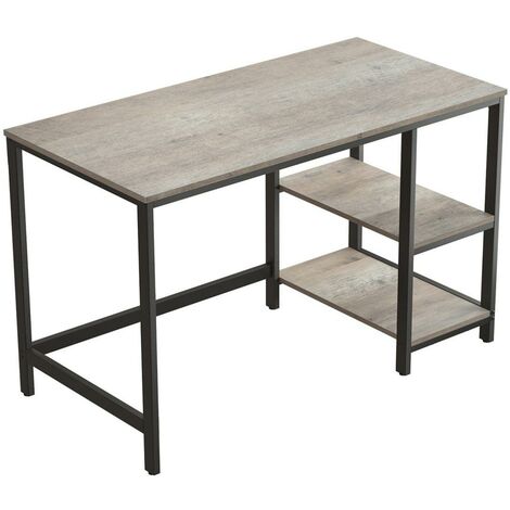 Bureau Ordinateur Style Industriel Avec Multiprise - 80x40x77cm, 3 Crochets, Plateau Marron, Cadre Noir