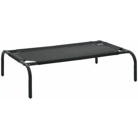 Lit surélevé pour chiens S textilène paniers corbeille pour chiens 90 x 50 x 20 cm noir (1/5)