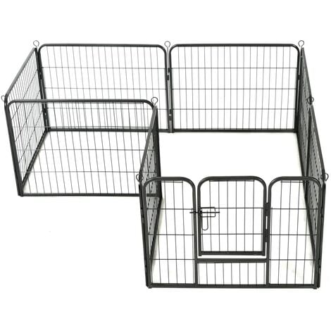 Parc pour chiens 8 panneaux acier 60 x 80 cm enclos pour chiens noir