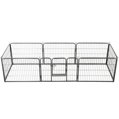 Parc pour chiens 8 panneaux acier 60 x 80 cm enclos pour chiens noir