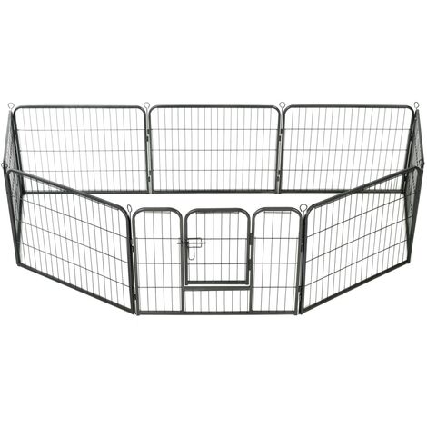 Parc pour chiens 8 panneaux acier 60 x 80 cm enclos pour chiens noir