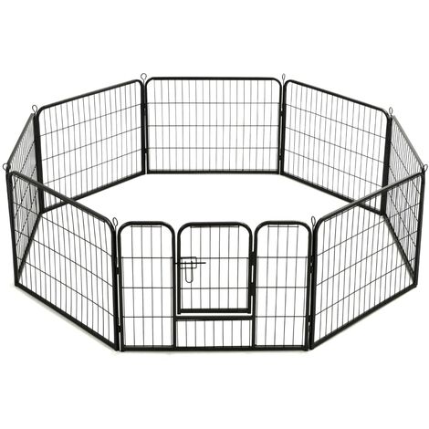 Parc pour chiens 8 panneaux acier 60 x 80 cm enclos pour chiens noir