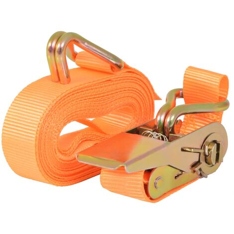 Lot de 4 sangles d’arrimage à cliquet 0,4 tonnes 6 m x 25 mm orange transport (1/5)