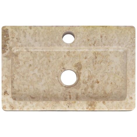 Lavabo de salle d'eau vasque à poser de toilette lave-mains de salle de bain lavabo de salle d'eau maison intérieur 38 x 24 cm marbre crème
