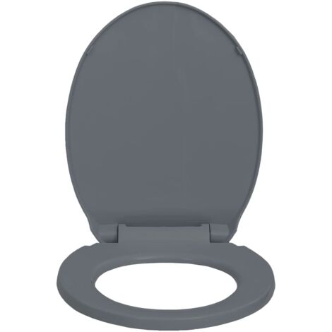 Siège de toilette à fermeture en douceur abattant WC lunette cuvette salle de bain maison restaurant hôtel magasin ovale gris (1/5)