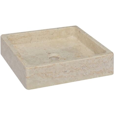 Lavabo de salle d'eau vasque à poser de toilette lave-mains de salle de bain lavabo de salle d'eau maison intérieur 40 x 40 x 10 cm marbre crème (1/5)