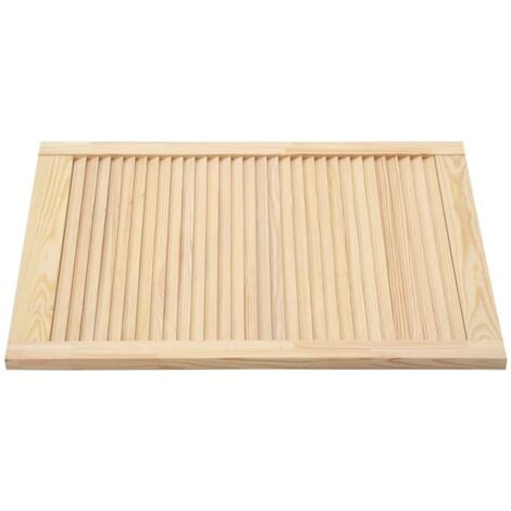 Bois de pin massif porte à persiennes porte d'armoire porte d'etagères revêtement pour placard penderie garde-robe paravent 69 x 49,4 cm