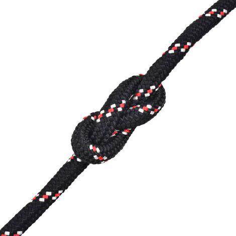 vidaXL Corde de Bateau Corde de Levage Câble d'Amarrage Ancrage Navire Lignes de Gréement Corde à Linge Noir Complet 8 mm 50 m Polypropylène