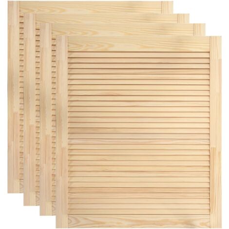 Helloshop26 – Lot de 4 portes à persiennes 61,5 x 49,4 cm – Bois de pin massif – Circulation d'air optimale – Compatible avec charnières standard