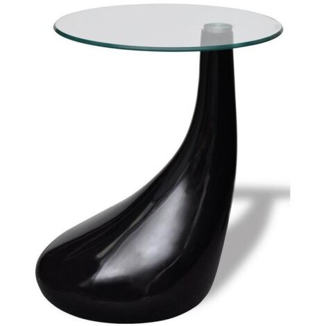 Table basse de salon salle à manger design noir verre diamètre 42 cm (1/5)