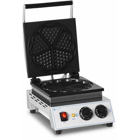 Gaufrier en forme de cœur 1 500 watts professionnel acier inoxydable