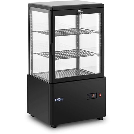 Vitrine réfrigérée 58 litres 3 niveaux verrouillable plastique verre trempé noir (1/5)