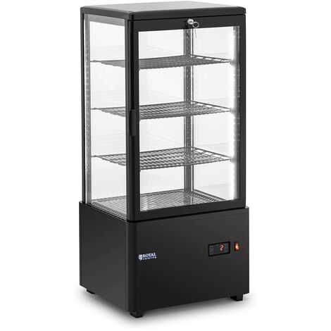 Vitrine réfrigérée 78 litres 4 niveaux verrouillable plastique verre trempé noir (1/5)