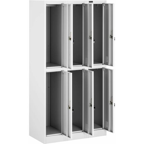 Casier Vestiaire Métallique Gris Armoire en Acier 6 Compartiments