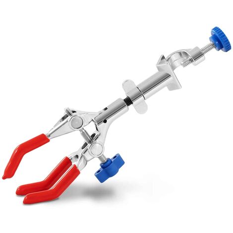 Pince de laboratoire 3 broches 28 cm, tête en caoutchouc, pince d'extension pour bécher et condenseur, support réglable pour expériences chimiques