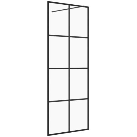 Paroi de douche avec verre ESG transparent 80 x 195 cm noir (1/4)