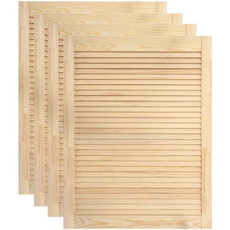 Helloshop26 – Lot de 4 portes à persiennes en bois de pin massif 69 x 49,4 cm – Structure lamellaire pour circulation d'air – Compatible accessoires (1/5)
