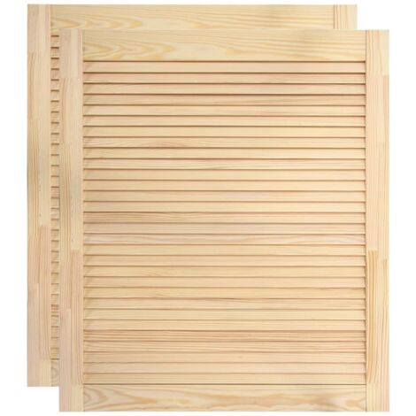 Helloshop26 – Porte à persiennes 2 pièces en bois de pin massif 61,5 x 49,4 cm – Circulation d'air optimale – Compatible avec charnières et accessoires (1/5)