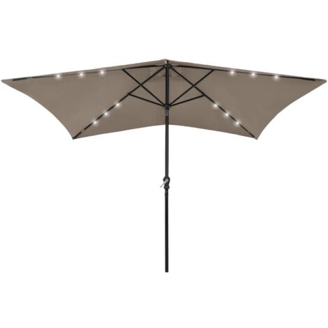 Parasol avec led et mât en acier taupe 2 x 3 m (1/5)