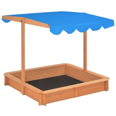 Bac à sable avec toit réglable bois de sapin 115 x 115 x 115 cm (1/5)