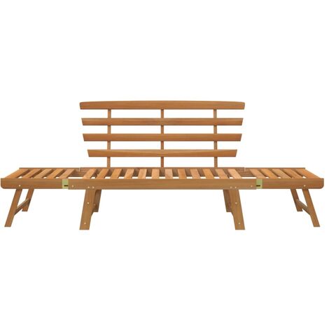 VidaXL Banc De Jardin 2-en-1 Acacia Massif – Chaise Longue Convertible Transat Patio 190 Cm, Rembourrage Lavable, Bain De Soleil Extérieur