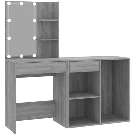 Coiffeuse à led 60 x 40 x 140 cm avec armoire sonoma gris bois d'ingénierie (1/4)