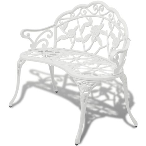 Banc de jardin meuble de patio d'extérieur terrasse 100 x 54 x 80 cm aluminium coulé blanc (1/4)