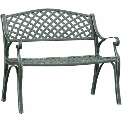Banc de jardin meuble de patio d'extérieur terrasse 102 x 50 x 83 cm aluminium coulé vert (1/5)