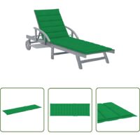 Transat chaise longue bain de soleil lit de jardin terrasse meuble d'extérieur 200 cm avec coussin bois d'acacia solide